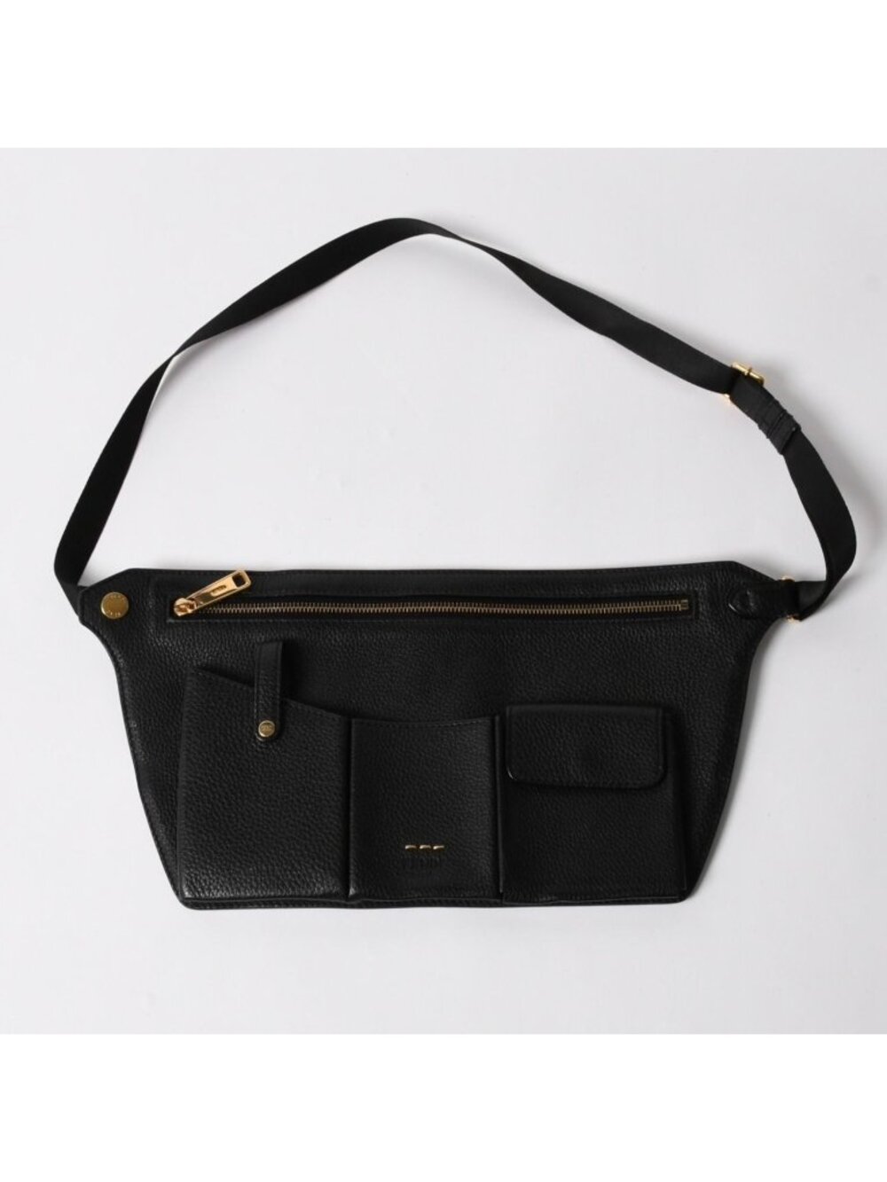 Fendi Belt Bag Back Zucca Pattern Nylon Leather Black Gold